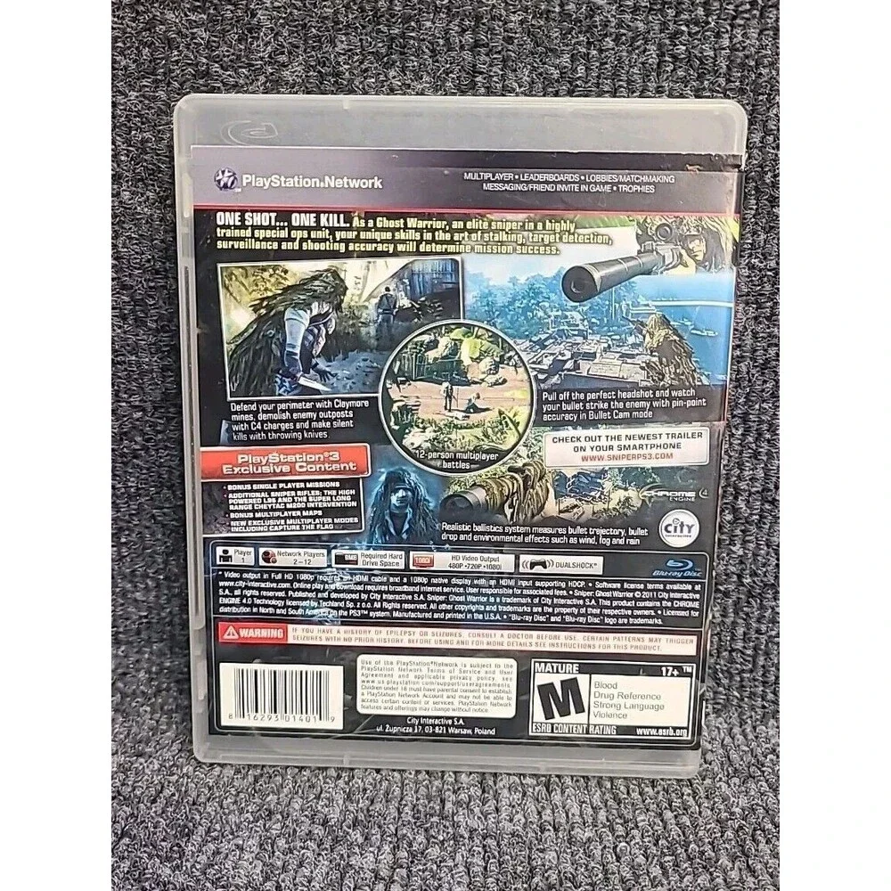 PS3 Sniper: Ghost Warrior (Sony PlayStation 3, 2011) No Manual Tested